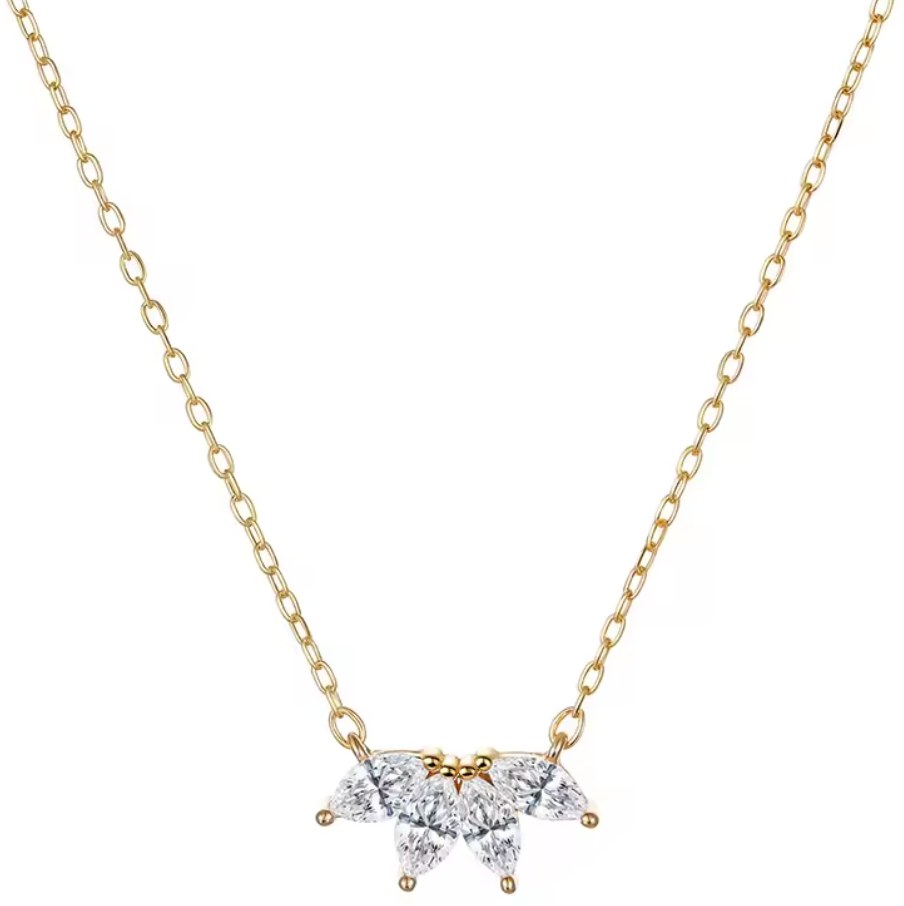 Zirconia Diamond Petal Necklace