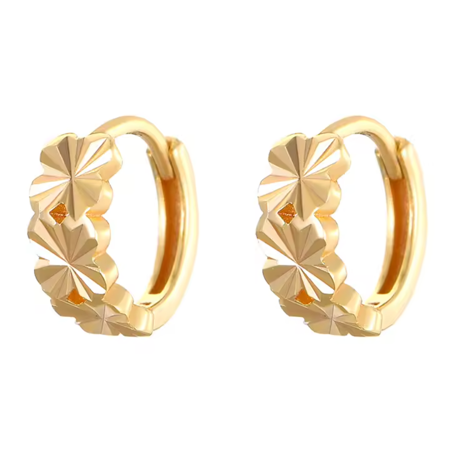 Luxury Carved Flower Hoop Earring