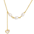 Pearl Chain Pearl Heart Necklace