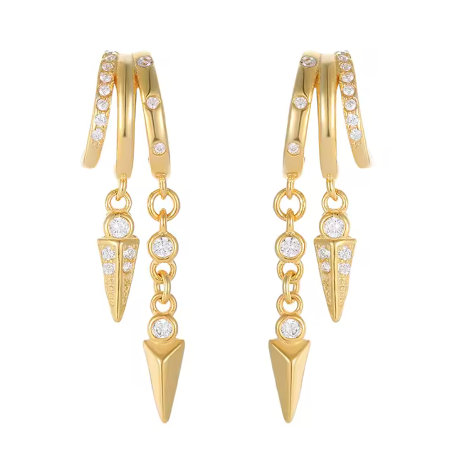 Zircon Drop Tassel Dangle Spike Earrings