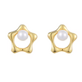 Pearl Star Hoop Stud Earrings