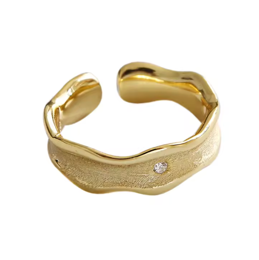 Zircon Wavy Brushed Silk Ring